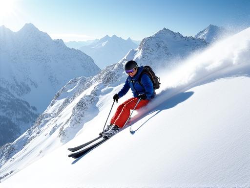Person beim Skifahren in den Schweizer Alpen